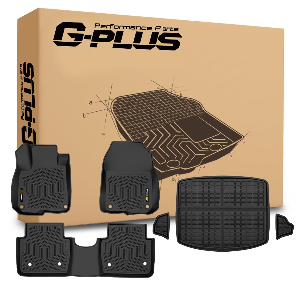 G-PLUS TPE Floor Mats Fit Honda CR-V Fuel Vehicle 2017-2022 6 PCS Black