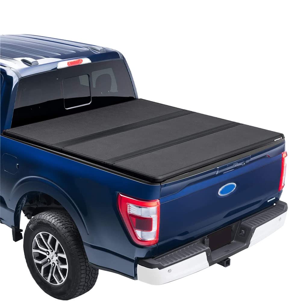 G-PLUS T3 Tri-Fold Hard Lock 5.5Ft Truck Tonneau Cover Compatible with 2015-2021 Ford F150 | 5'5" Extra Short Bed Fleetside Bed