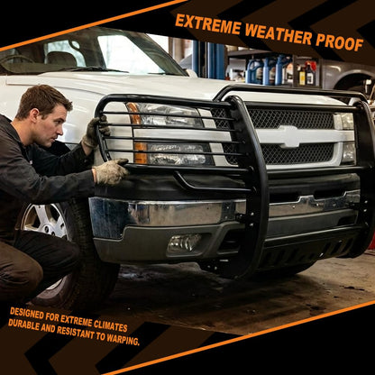 G-PLUS Bumper Grille Grill Brush Guard Compatible with Chevy Avalanche 1500 2002-2006(With Body Cladding) Black