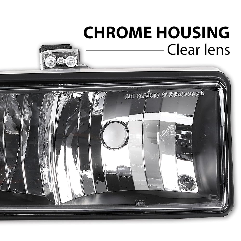 G-PLUS Headlights Corner Bumper Turn Signal Fit Chevy Blazer 1998-2005 / Fits Chevy S10 Pickup 1998-2004 w/o Bulbs Clear Lens Black Housing Amber Reflector Bumper Headlamps,faros delanteros Assembly