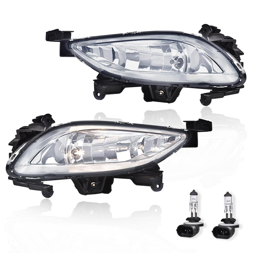 G-PLUS Front Bumper Fog Light Assembly Compatible with Sonata 2011 2012 2013 Clear Lens Driving Fog Lamps w/881 27W Bulbs Pair 92201-3Q000, 92202-3Q000