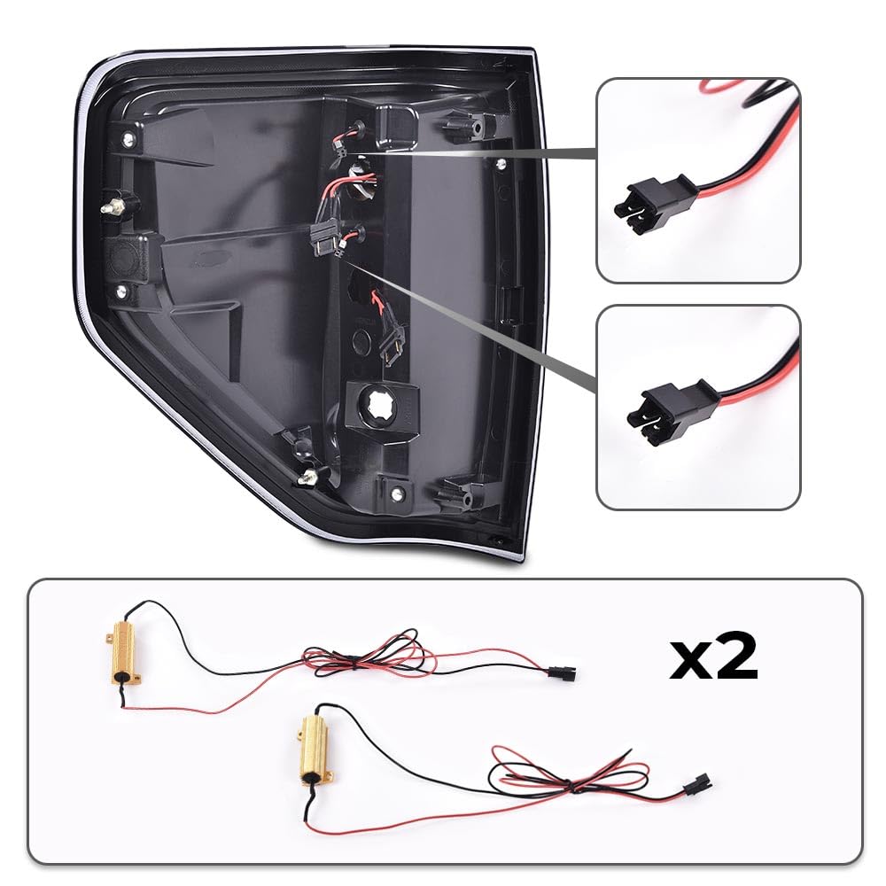 G-PLUS LED Tail Lights Fit Ford F150 2009-2014 Rear Brake Parking Tail Lamps w/Wiring Harness Driver & Passenger Clear lens Black Housing Red light Bar Luces Traseras Faros TraserosAssembly