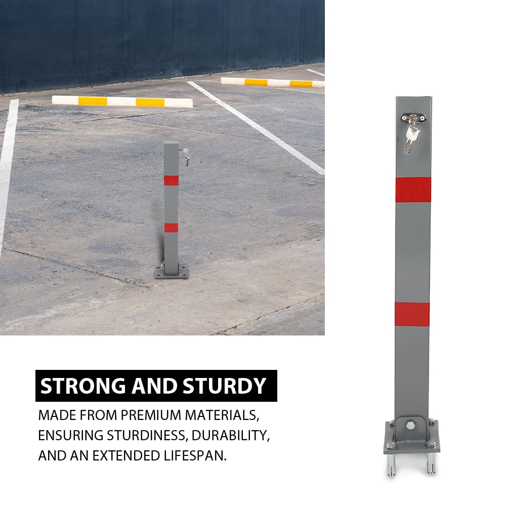 G-PLUS Folding Parking Barrier Lockable Car Bollard Driveway Car Safety Security Post