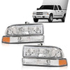 G-PLUS LED Headlights Front Headlamps Fit Chevy Blazer 1998-2005, Fit Chevy S10 Pickup 1998-2004 with Bumper Lights Clear Lens Chrome Housing Amber Reflector,faros delanteros Assembly