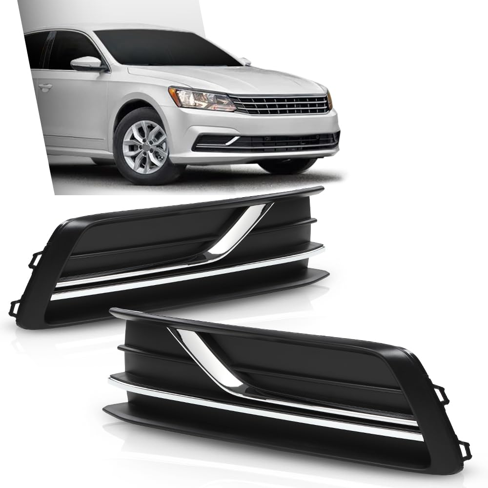 G-PLUS Bumper Lower Fog Light Cover Right and Left Side Compatible with Volkswagen Passat 2016-2019 561854661LRYP, 561854662GRYP, VW1038145, VW1039145