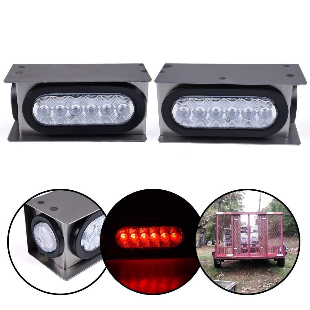 G-PLUS LED Trailer Steel Box Kit Light,Compatible with Trailer/Truck W/ 6" Oval Tail Light & 2" Marker Lamp Brake Lights Clear Lens Tail Lights Luces Traseras Assembly