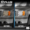 G-PLUS Front Headlight Lenses Cover Compatible with 2007-2013 GMC Sierra 1500 2500HD 3500HD,Left & Right Side Replacement Pair (Clear Lens)
