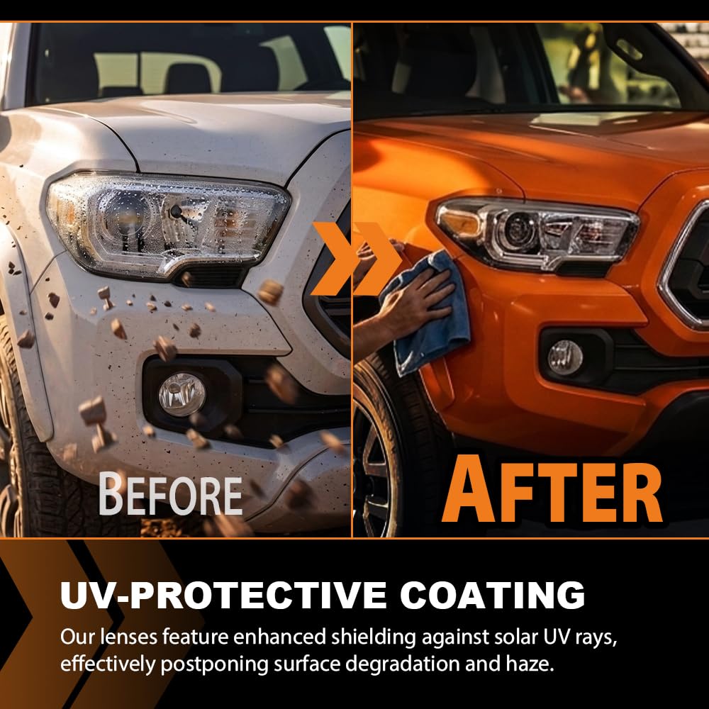 G-PLUS Headlight Assembly Left and Right Side w/o LED Daytime Running Light Compatible with Toyota Tacoma SR5 Crew Cab/Extend Cab Pickup 2019-2023 2PCS White and Black