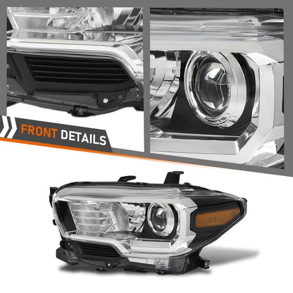 G-PLUS Headlight Assembly Left and Right Side w/o LED Daytime Running Compatible with Toyota Tacoma 2018 81150-04261, TO2502266 OEM Fit Standard 2 PCS White
