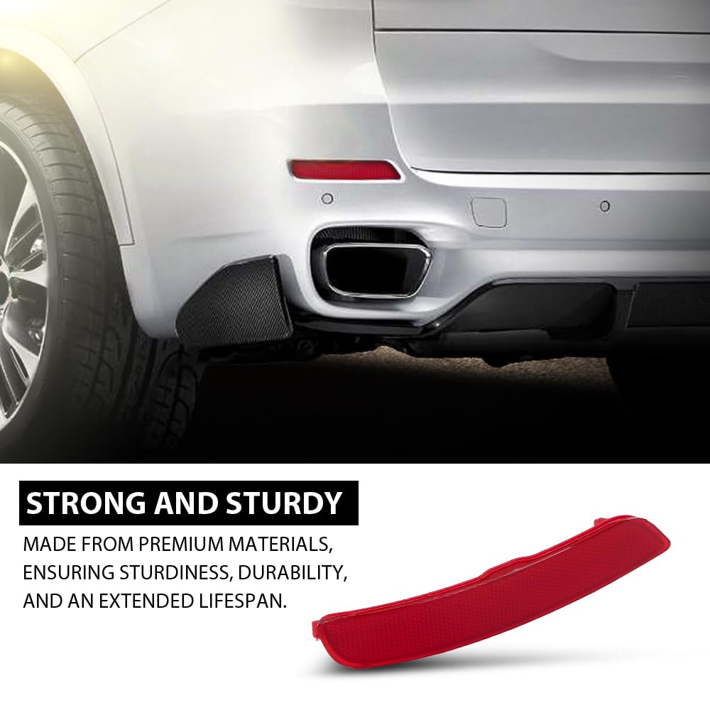 G-PLUS Left Rear Bumper Reflector Compatible with BMW F15 X5 2013-2018 63 14 7 847 591, 63147847591 Driver Side, Red