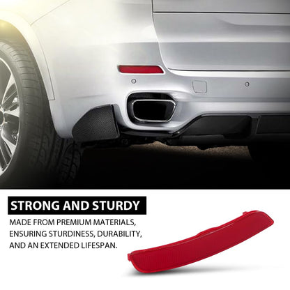 G-PLUS Left Rear Bumper Reflector Compatible with BMW F15 X5 2013-2018 63 14 7 847 591, 63147847591 Driver Side, Red