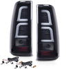 G-PLUS LED Tail Lights Assembly w/Wiring Harness & White light Bar Compatible with Chevy Silverado 1500 2500 2003-2006 Left & Right Rear Brake Lamps, GM2800174 GM2801174, Smoky Lens Black Housing