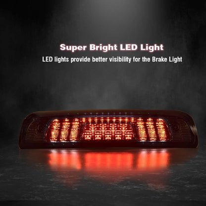 G-PLUS Rear LED Third Brake Light Compatible With Chevy Silverado/GMC Sierra1500/2500HD/3500 2014-2018,3RD Cargo Led Tail Lamps Chrome Housing Smoky Red lens