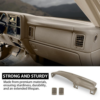 G-PLUS Upper Dashboard Dash Cover Compatible with Chevy Silverado GMC Sierra 1500 2500HD 3500 1999-2006/ Chevy Avalanche Tahoe Suburban 2000-2006/ GMC Yukon 2000-2006 (Brown ABS Plastic)