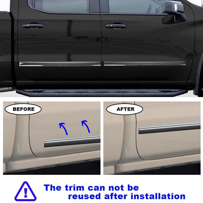 G-PLUS Body Side Molding Trim 1/18" Compatible with 2014-2018 Chevy Silverado/GMC Sierra Crew Cab,4pcs (Silver)