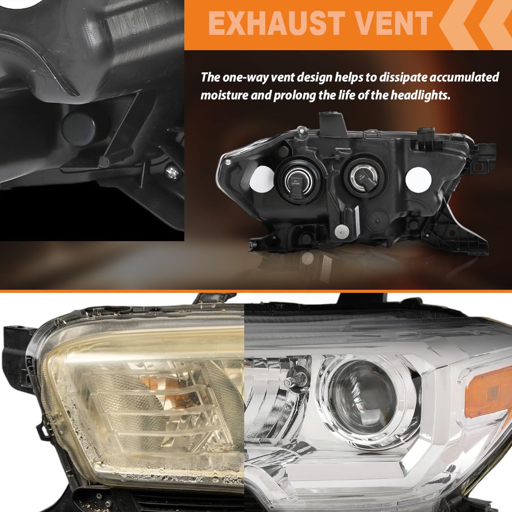 G-PLUS Headlight Assembly Left Side w/o LED Daytime Running Light Compatible with Toyota Tacoma 2016-2018 Fit Models Without Factory LED Daytime Running Light Only White
