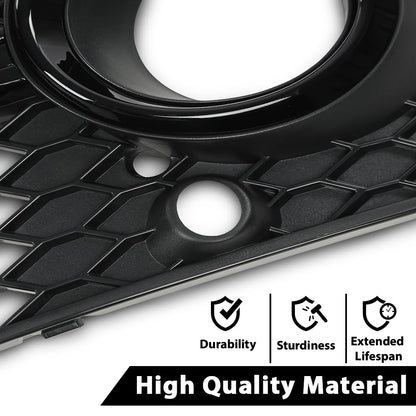 G-PLUS Front Bumper Fog Light Grill Grille Cover Painted with Silver Ring Compatible with Audi SQ5 2013-2017/Fit Audi Q5 S-Line 2013-2017 8R0807681M, 8R0807682J
