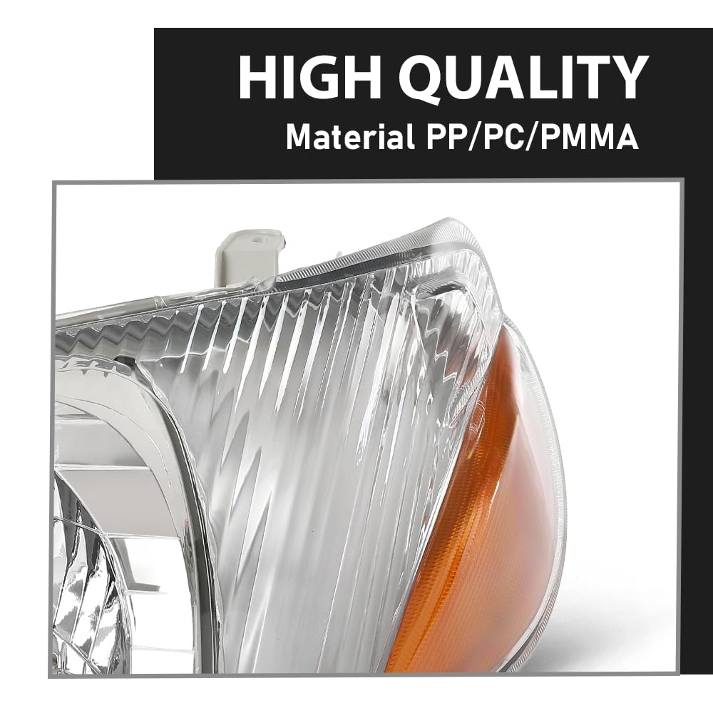 G-PLUS Headlights Assembly Front Headlamps Pair, Compatible with Toyota Echo 2000-2002, LH & RH 2PCS, Clear Lens Chrome Housing Amber Reflector, 8115052190, 8111052190,faros delanteros