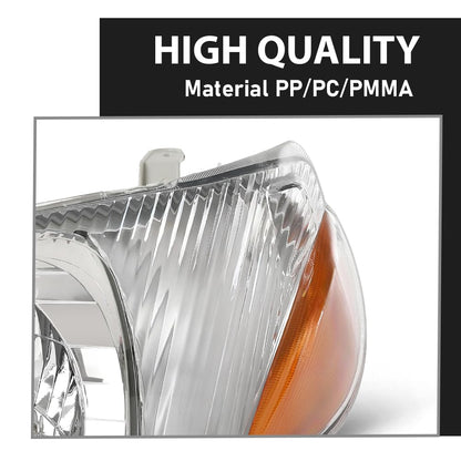 G-PLUS Headlights Assembly Front Headlamps Pair, Compatible with Toyota Echo 2000-2002, LH & RH 2PCS, Clear Lens Chrome Housing Amber Reflector, 8115052190, 8111052190,faros delanteros