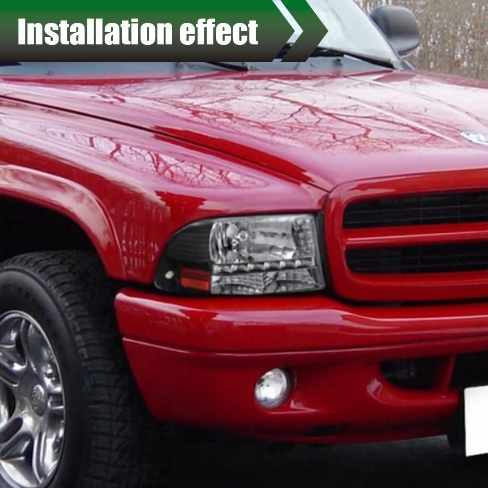 G-PLUS Fog Light Set Assembly Compatible With 2001-2004 Dakota Pickup Truck SUV/2001-2003 Dodge Durango Clear Lens Front Bumper Fog Light Lamps w/Bulbs,Passenger side (Right)