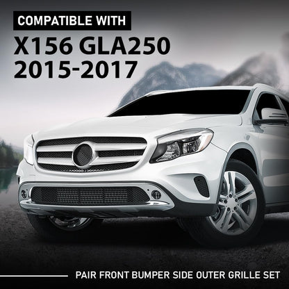 G-PLUS Front Bumper Side Outer Grille Set Pair Compatible with Benz W156 X156 GLA 220 250 260 2015-2017 1568853322