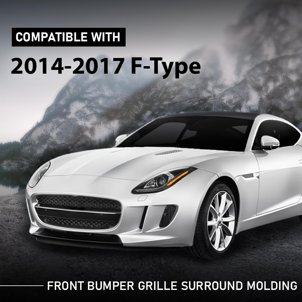G-PLUS Front Bumper Grille Surround Molding Compatible with Jaguar F-Type 2014 2015 2016 2017 T2R5053, T2R3563