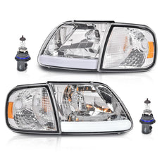 G-PLUS LED DRL Strip Headlights for Ford Expedition F150 F250 Clear Chrome