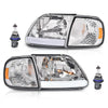 G-PLUS LED DRL Headlights Compatible with Ford Expedition 1997-2002/Fit Ford F150 1998-2003/Fit F250 1997-1999 Bumper Headlamp w/Corner Lamps Clear Lens Chrome Housing Amber Reflector Left & Right