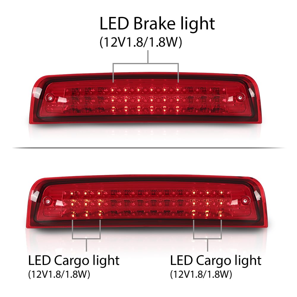 G-PLUS LED 3rd Brake Light Stop Cargo Lamp Compatible with Dodge Ram 1500 2009-2017,Fit Dodge Ram 2500 3500 2010-2017,Not Fit Models w/Cargo Camera on 3rd Brake Light ‎55372082AD 55372082AC