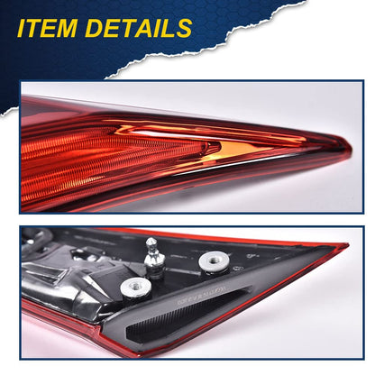 G-PLUS Tail Light - Inner Side, Replacement For 16-20 Honda Civic DX/LX/EX/EX-L/Turbo/Touring Plus/i-Style/Si/Sport 4-Door Sedan Automotive Trunk Brake Rear LED Inner Lamp Chrome Housing(Left)