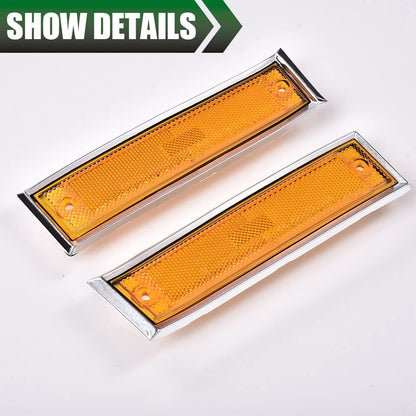 G-PLUS Front Side Marker Lights Assembly Compatible With 1981-1991 Chevy Blazer/GMC Jimmy C/K R Pickup,915557,915558 Side Chrome Bezel Marker Lamps Pair (Orange Lens)
