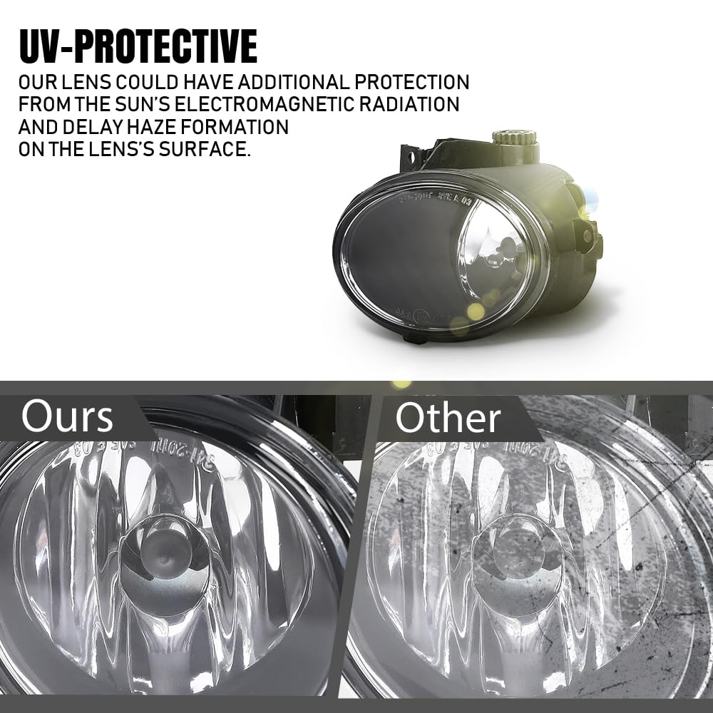 G-PLUS Front Bumper Fog Lights w/Bulb Compatible with VW Beetle 2006 2007 2008 2009 2010 Left & Right Clear Lens Black Housing, 1C0941699E, 1C0941700E