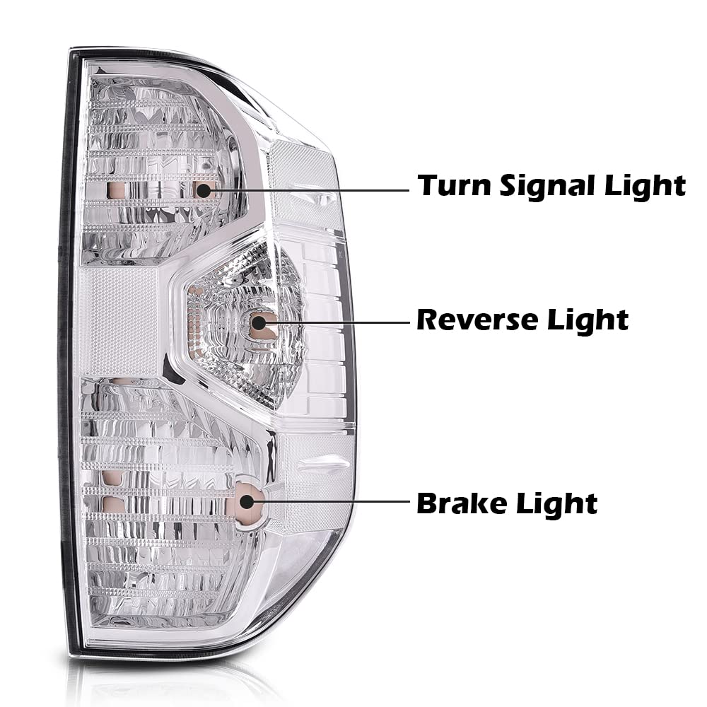 G-PLUS Tail Lights Compatible with Toyota Tundra 2014-2021 Clear Lens Chrome Housing Left Driver & Right Passenger Tail Lamps 815500C100 Rear Brake Lamps Assembly Luces Traseras