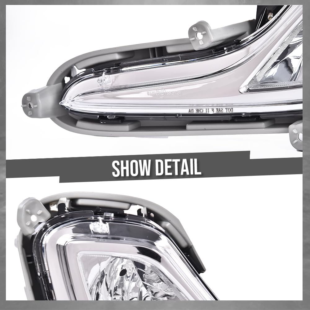 G-PLUS Bumper Fog Lights Compatible with Hyundai Accent 2012-2017 922011R010 922021R000 HY2592139 HY2593139 Left Driver Side & Right Passenger Side Clear Lens Fog Lamps