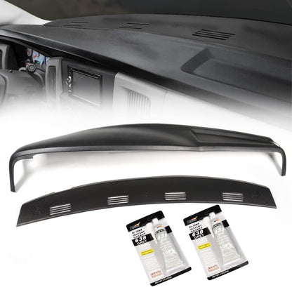 G-PLUS Molded Dashboard Dash Cover Cap Overlay Compatible with Dodge Ram 1500 2002-2005/Ram 2500 3500 2003-2005 Front Section ABS 2 Pieces Kit Black