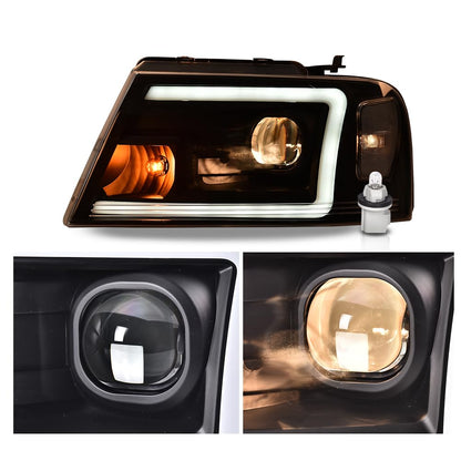 G-PLUS LED Headlights Assembly Fit Ford F150 2004-2008,Fit 2006-2008 Lincoln Mark Lt(NOT Fit 2004 F150 Heritage/Flareside Beds) Clear lens Black Housing Clear Reflector,DRL Headlamps Faros Delanteros
