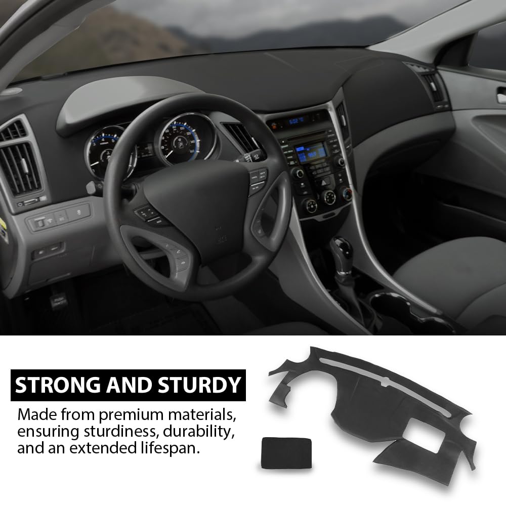 G-PLUS TPE Dash Cover Dashboard Panel Compatible with HYUN.DAI Sonata 2011-2014 Black