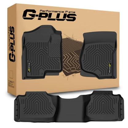 G-PLUS TPE Floor Mats Fit Chevy Silverado GMC Sierra 1500 2500 3500 Extended Cab 2007-2013 1st & 2nd Row Truck Accessories Cargo Liners All Weather Protection 3PCS Black Alfombras para Carro