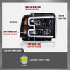 G-PLUS LED DRL BAR Headlight Assembly Compatible with Ford F250 F350 F450 F550 Super Duty 2005-2007/Fit Ford Excursion 2005 HeadLamps Clear lens Black Housing Amber Reflector FO2503217 ‎6C3Z13008CB