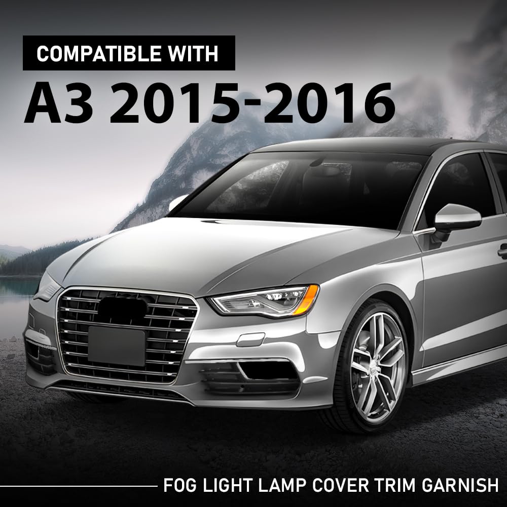 G-PLUS Fog Light Lamp Cover Trim Pair Compatible with Audi A3/A3 Quattro 2015-2016 8V5807682A9B9