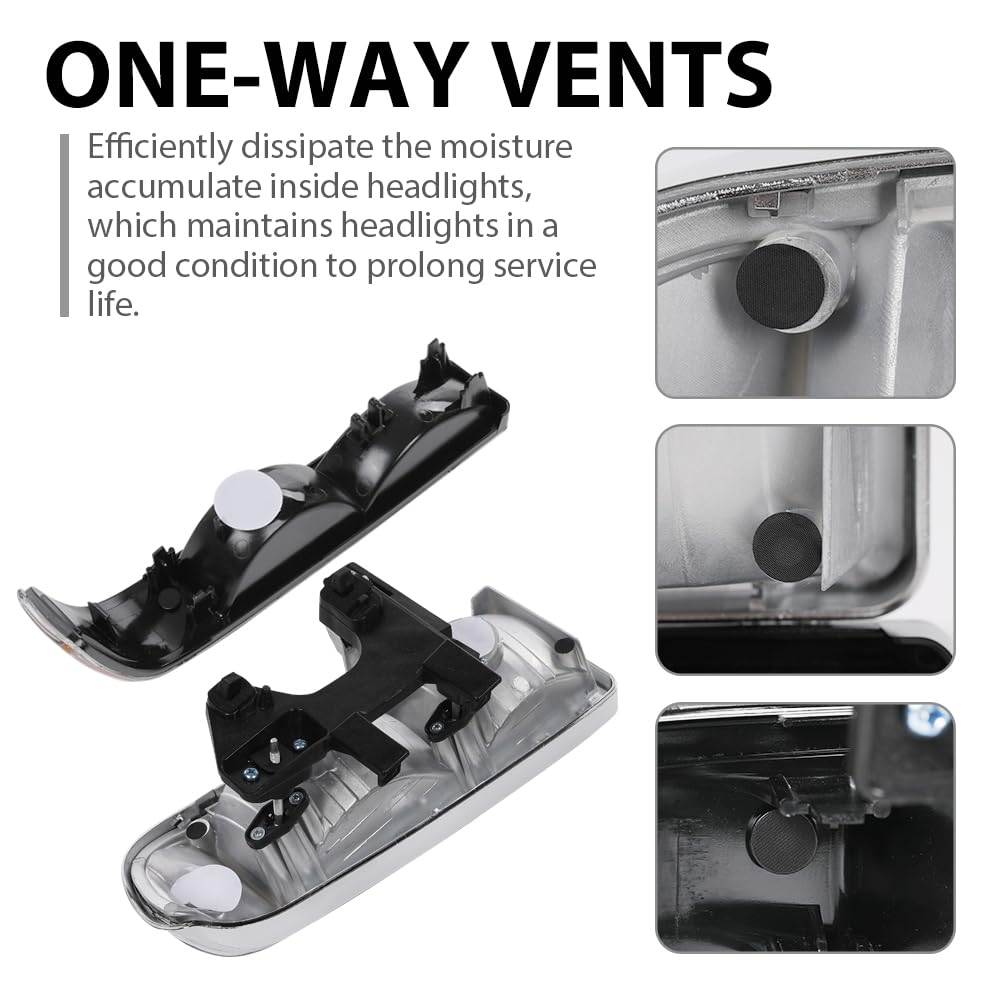 G-PLUS Headlights Corner Bumper Turn Signal w/o Bulbs Fit Chevy Blazer 1998-2005 / Fits Chevy S10 Pickup 1998-2004 Clear Lens Chrome Housing Amber Reflector Bumper Headlamps,faros delanteros Assembly