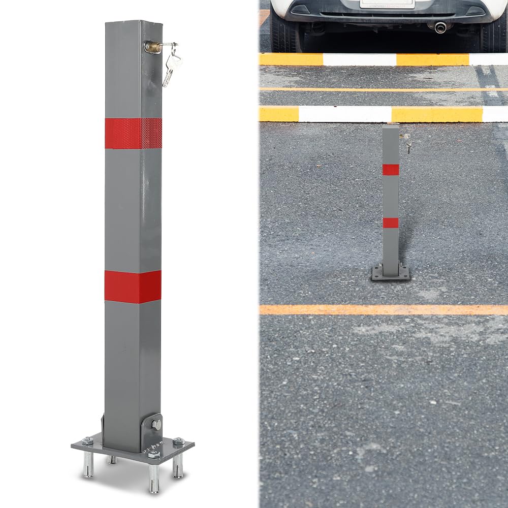 G-PLUS Folding Parking Barrier Lockable Car Bollard Driveway Car Safety Security Post