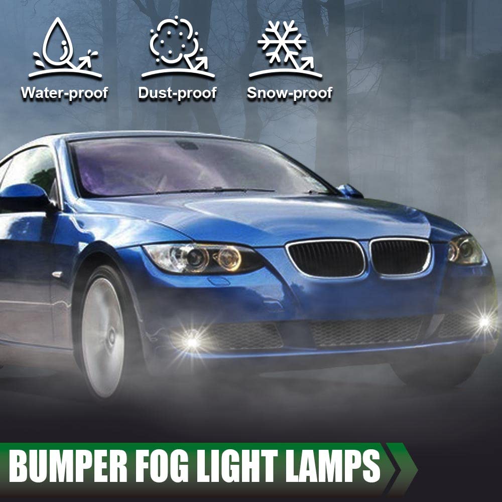 GPLUS Bumper Fog Lights W/bulb Compatible With 2006-2008 BMW E90 325i 328i 330i 335i, Driver & Passenger Side Bumper Mounted Fog Lamps (Smoky lens) neblineros para autos delantero faros antiniebla