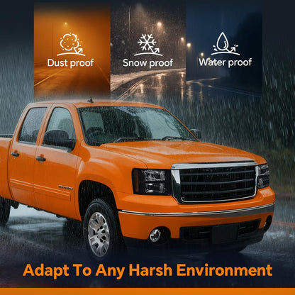 G-PLUS Headlights Assembly Compatible with GMC Sierra 1500 2007-2013 /Fit for GMC Sierra 2500HD 3500HD 2007-2014 Headlamps Left and Right Side Smoky Lens Black Housing Amber Reflector,faros delanteros