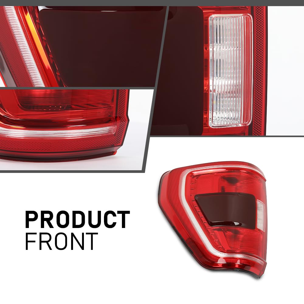 G-PLUS LED Tail Light Rear Brake Lamp Left Compatible with Ford F150 XLT 2021-2023 w/Blind Spot Fit for w/Factory Incandescent Model ML3Z13405C, ML3Z-13405-C Red Lens