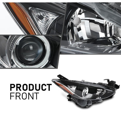 G-PLUS Projector Headlights Assembly Headlamps Compatible with Mazda 3 2014 2015 2016,Clear Lens Black Housing Amber Reflector,faros delanteros BPW1510K0 BPW1510L0