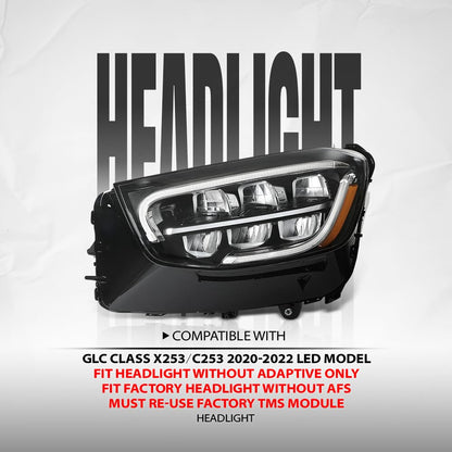 G-PLUS LED Headlight Front Lamp Left Compatible with Benz GLC Class X253/C253 2020 2021 2022 LED Model, Fit Headlight Without Adaptive Only 2539069103, MB2502262, A2539066703, A2539067301 Black