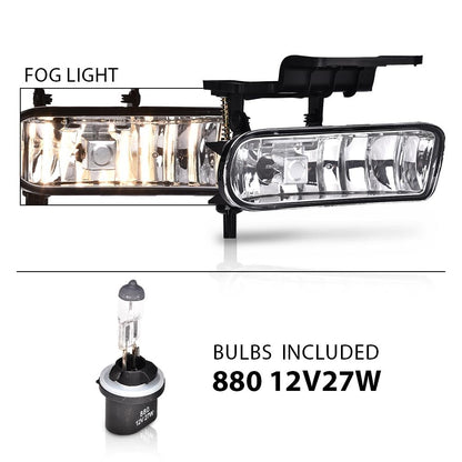 G-PLUS Headlights & Fog Lights Compatible With 1999-2002 Chevy Silverado 1500 2500,Fit 2000-2006 Suburban/Tahoe Headlamps & Fog Lamps LED DRL Black Housing Clear Reflector,faros delanteros