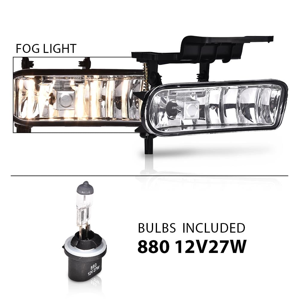 G-PLUS Fog Lights Lamp Left Right Compatible With Chevy Silverado 1500 1999 2000 2001 2002/2500/Fit Chevy Silverado 3500 2001-2002/Fit Tahoe Suburban 2000-2006 Clear Lens