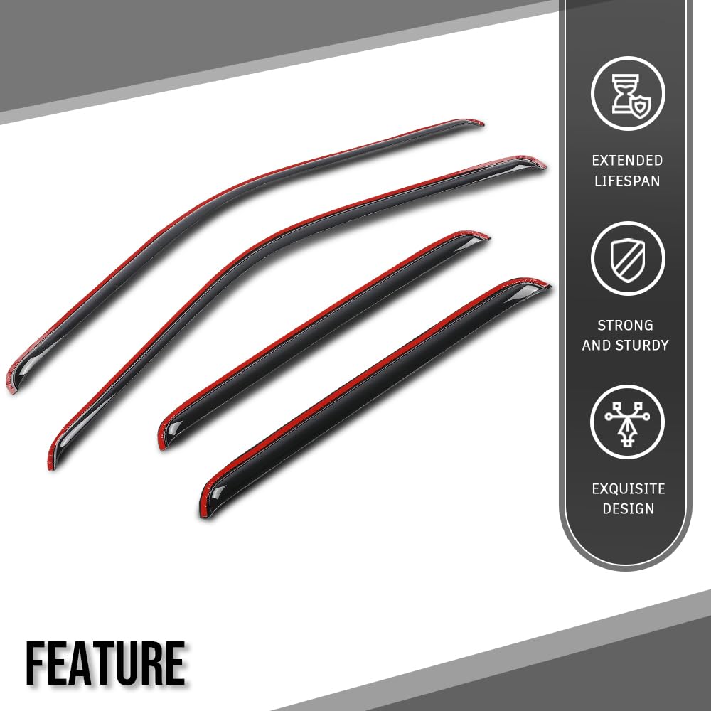 G-PLUS in-Channel Auto Vent Window Visor 4pcs Compatible with Ford F250 F350 F450 F550 Super Duty Supercrew 1999-2016, Not Fit Supercab Or Extended Cab in-Channel Rain Guards Smoke